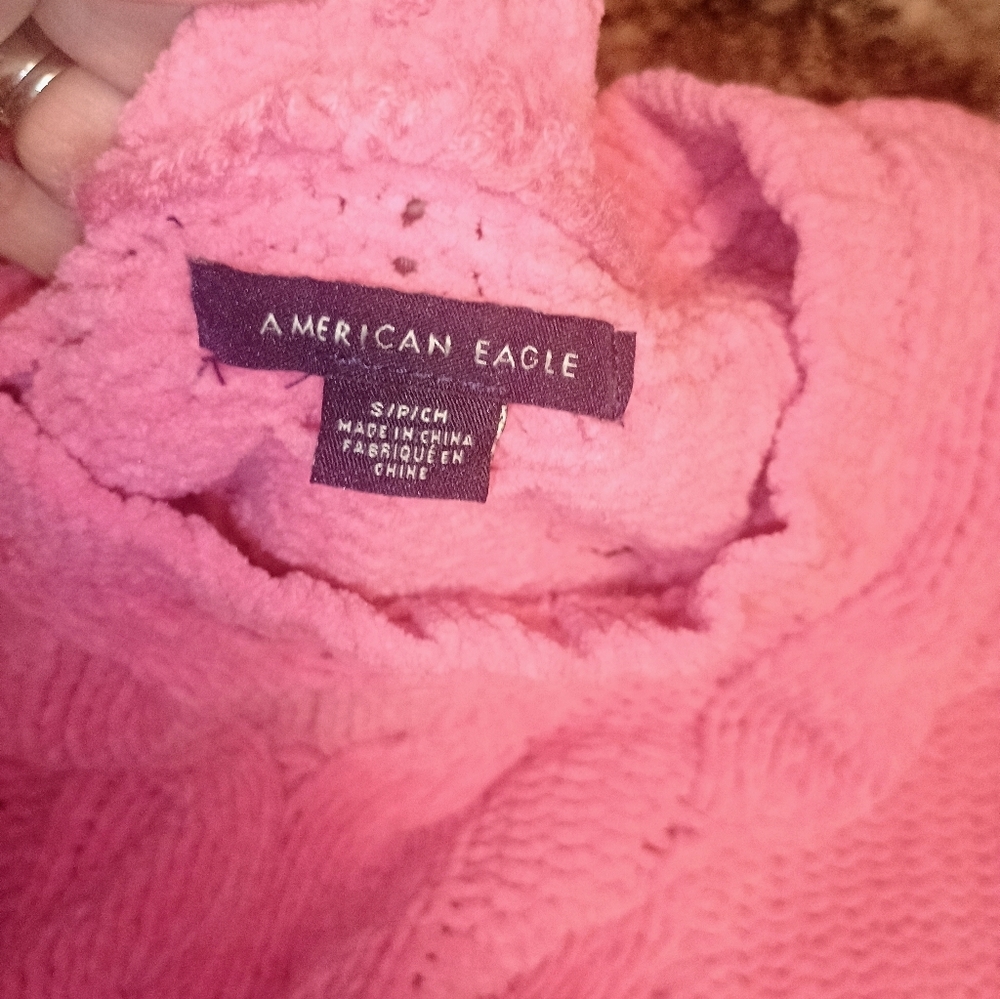 American Eagle Outfitters Pink Cable Knit Sweater Girls Size Small - Picture 3 of 4